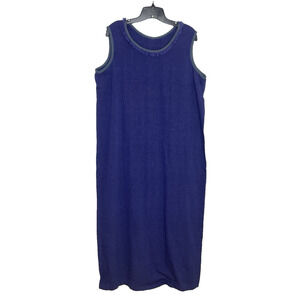 NEW Vintage Handwoven Dress XL Guatemala Purple Blue Fringe Collar Rare Boho